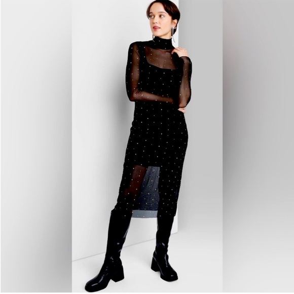 wild fable Dresses & Skirts - NWOT WILD FABLE MESH RHINESTONE DRESS🖤